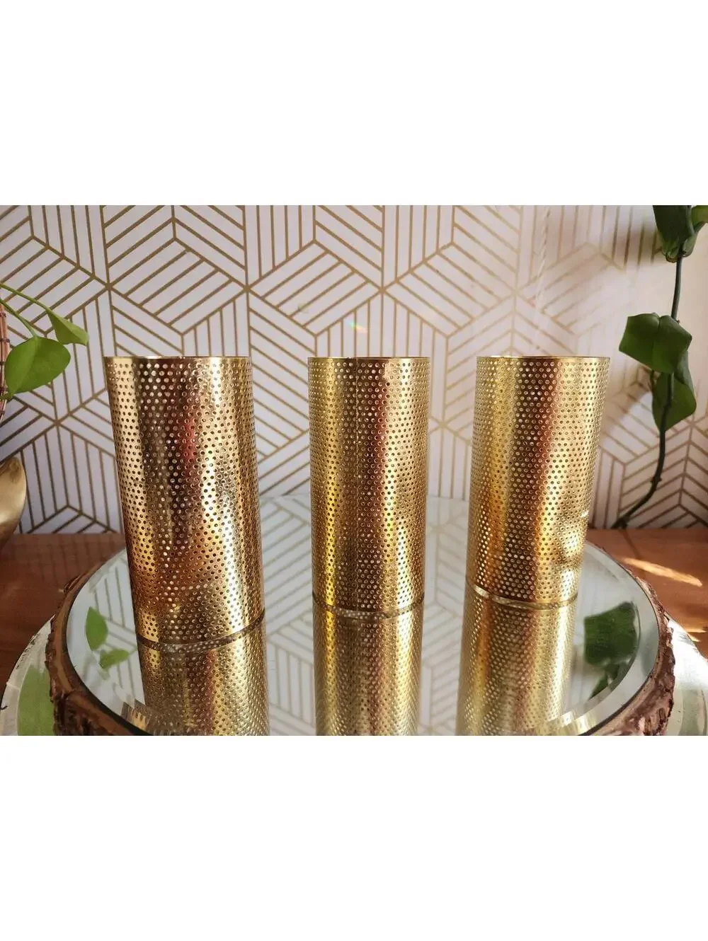 Vintage Mid Century Modern Brass Mesh Light Diffuser 5